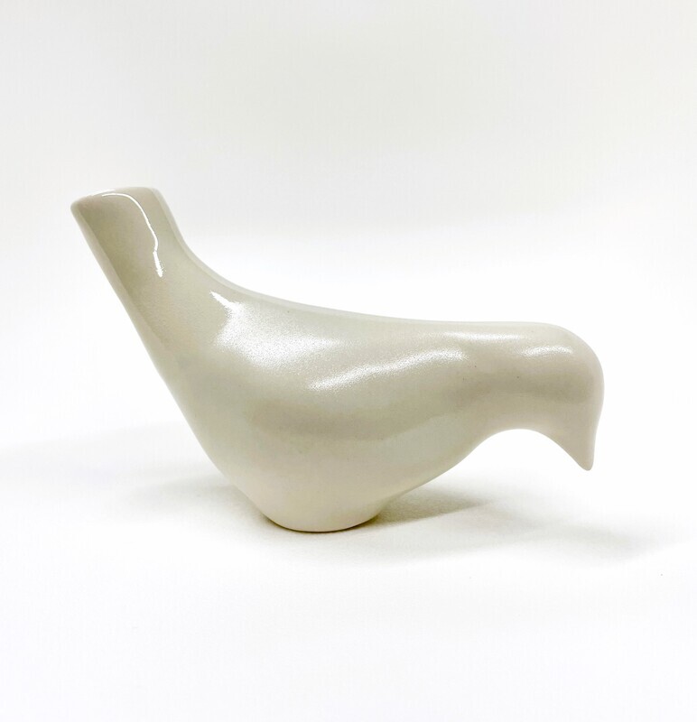 White Satin Drinking Bird Vase- Rachel de Conde