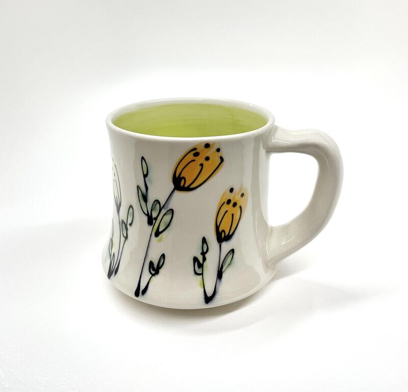 Lime Green Floral Mug- Rachel de Conde
