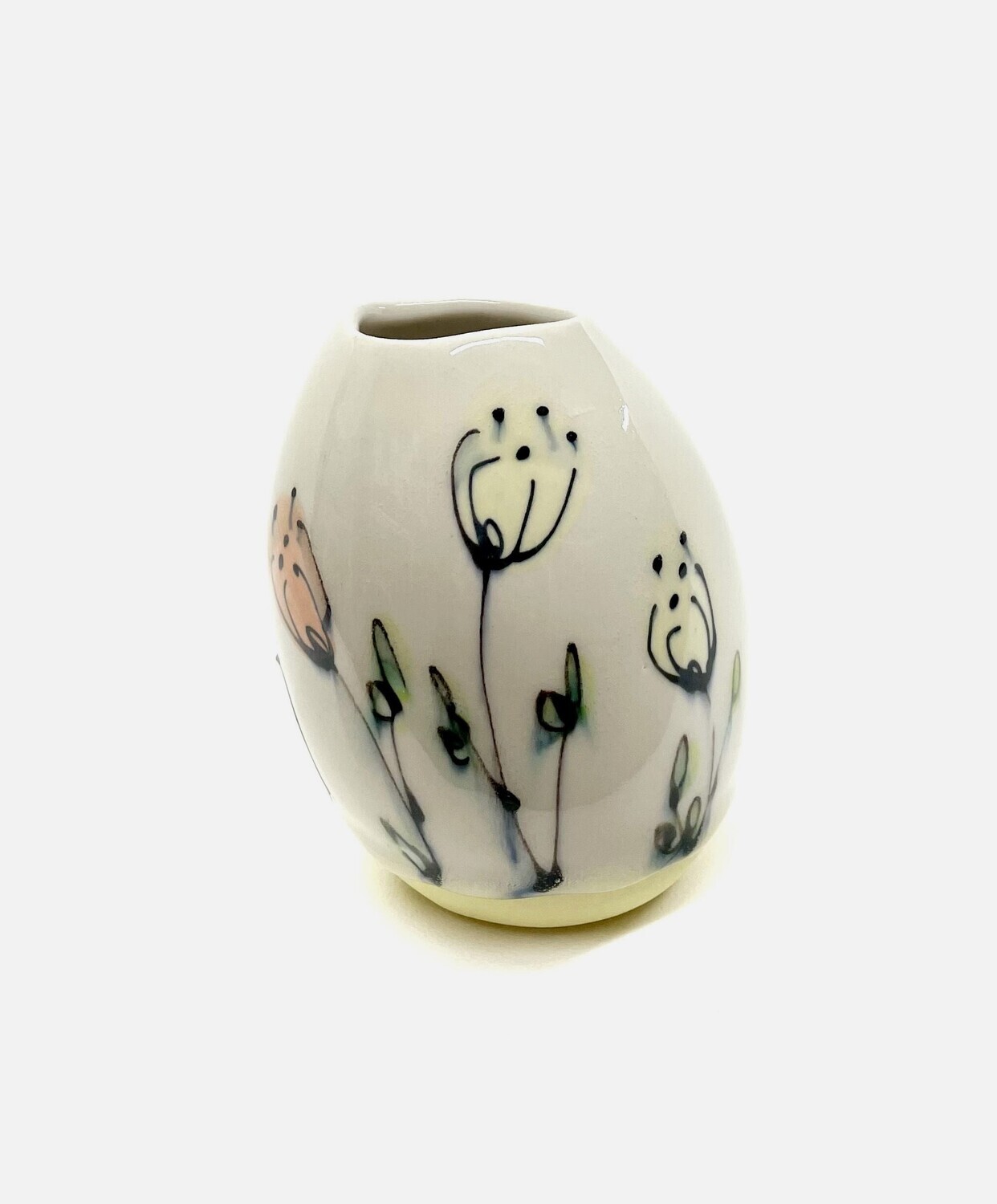Yellow Floral Pebble Vase- Rachel de Conde