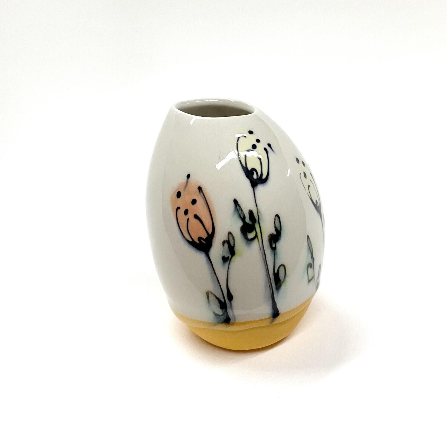 Orange Floral Pebble Vase- Rachel de Conde