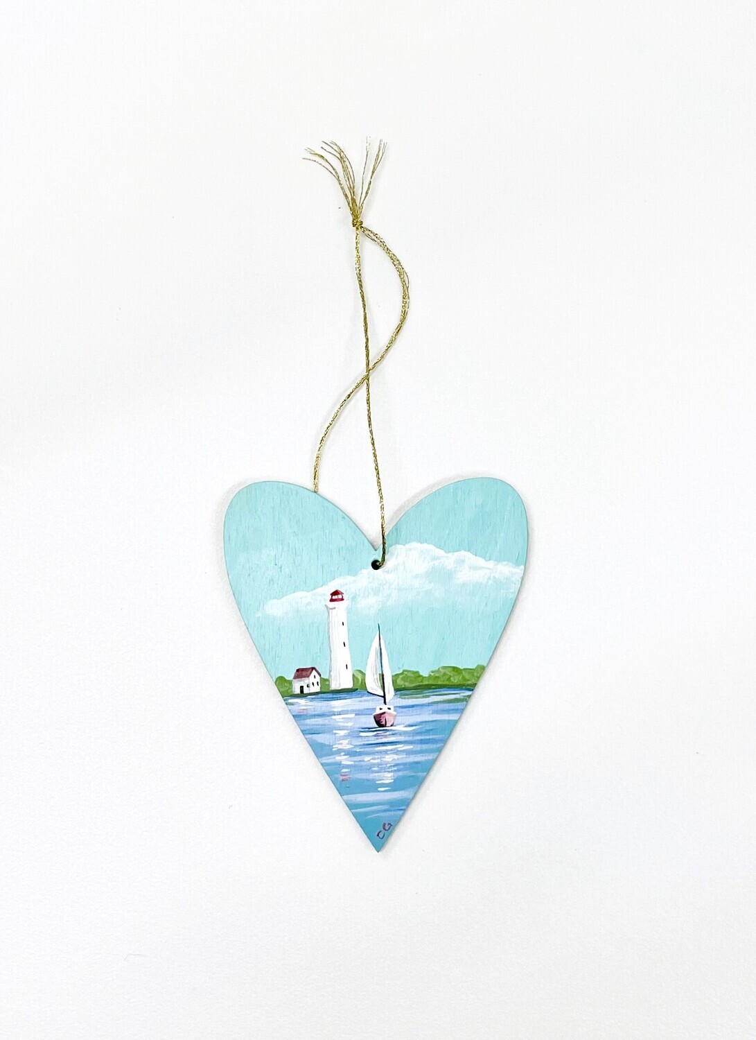 Lighthouse with Sailboat Ornament- Care Garrison
