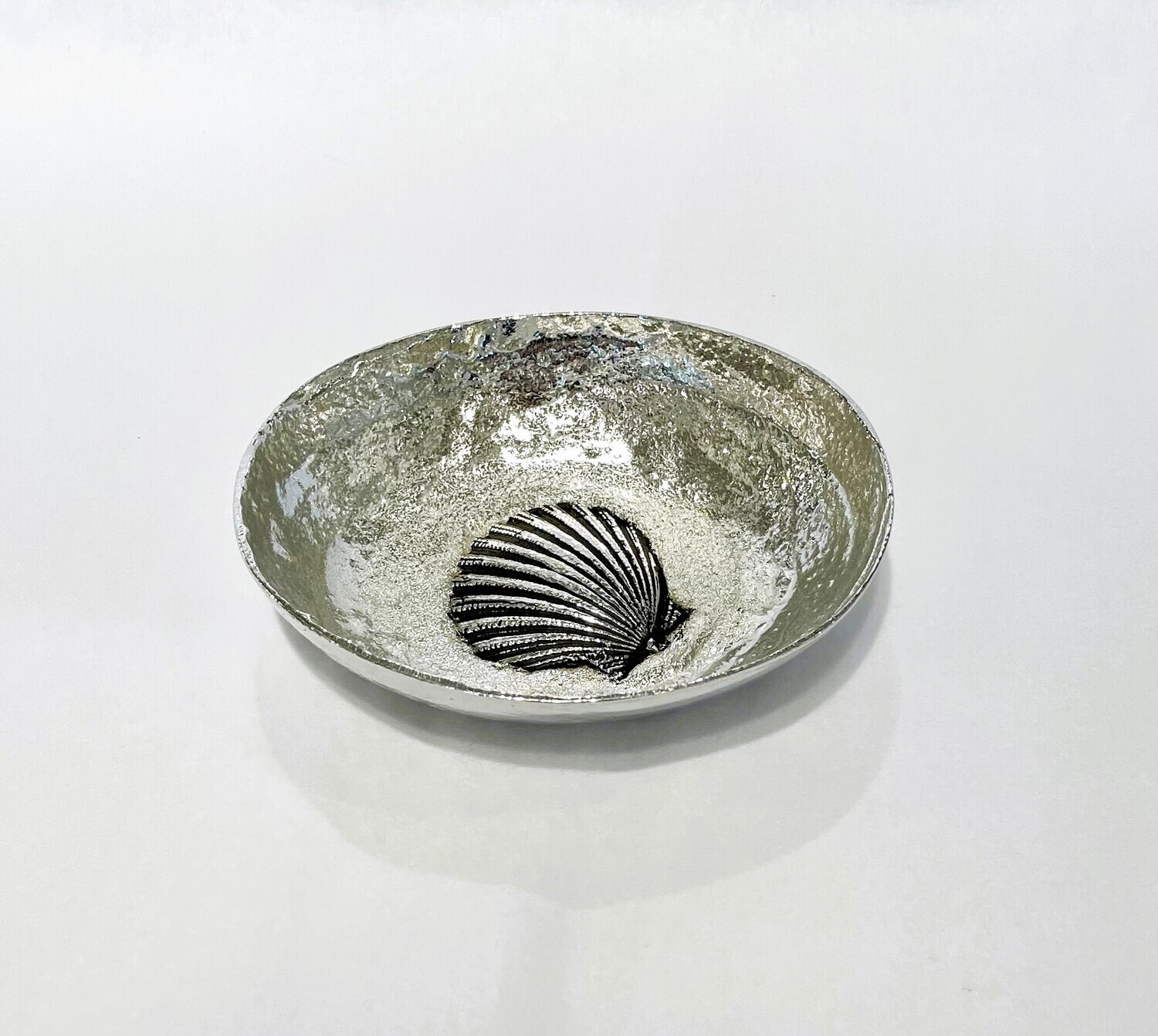 Medium Pewter Oval Bowl with Shell