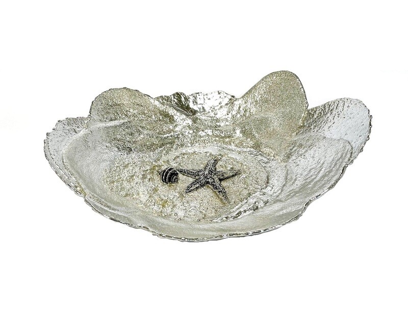 Pewter Organic Shallow Bowl with Sea Star