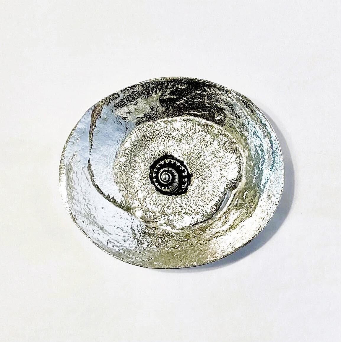 Small Pewter Oval Bowl with Shell