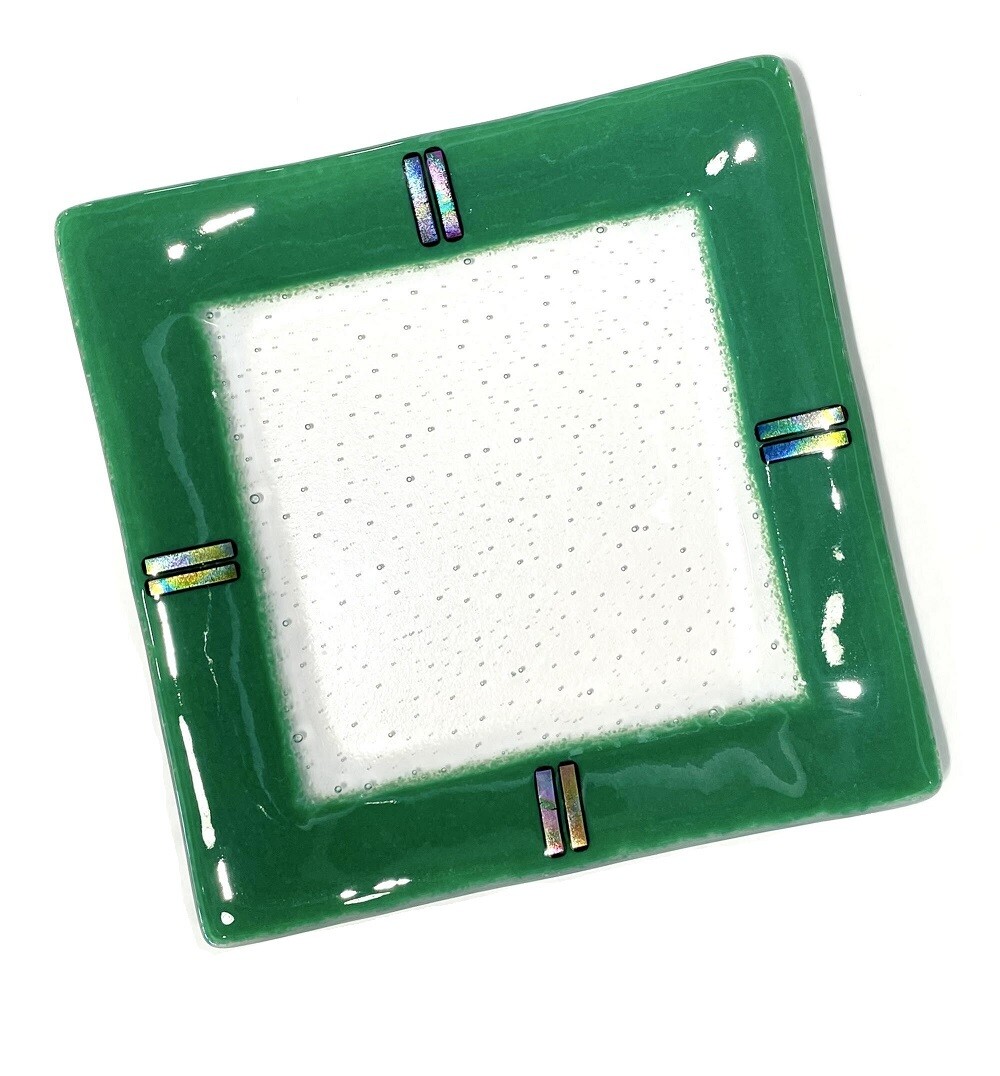 10x10 Green Semi Formal Plate- Kiln Art