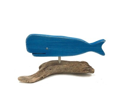 Dark Blue Whale on Driftwod- Jerry Walsh