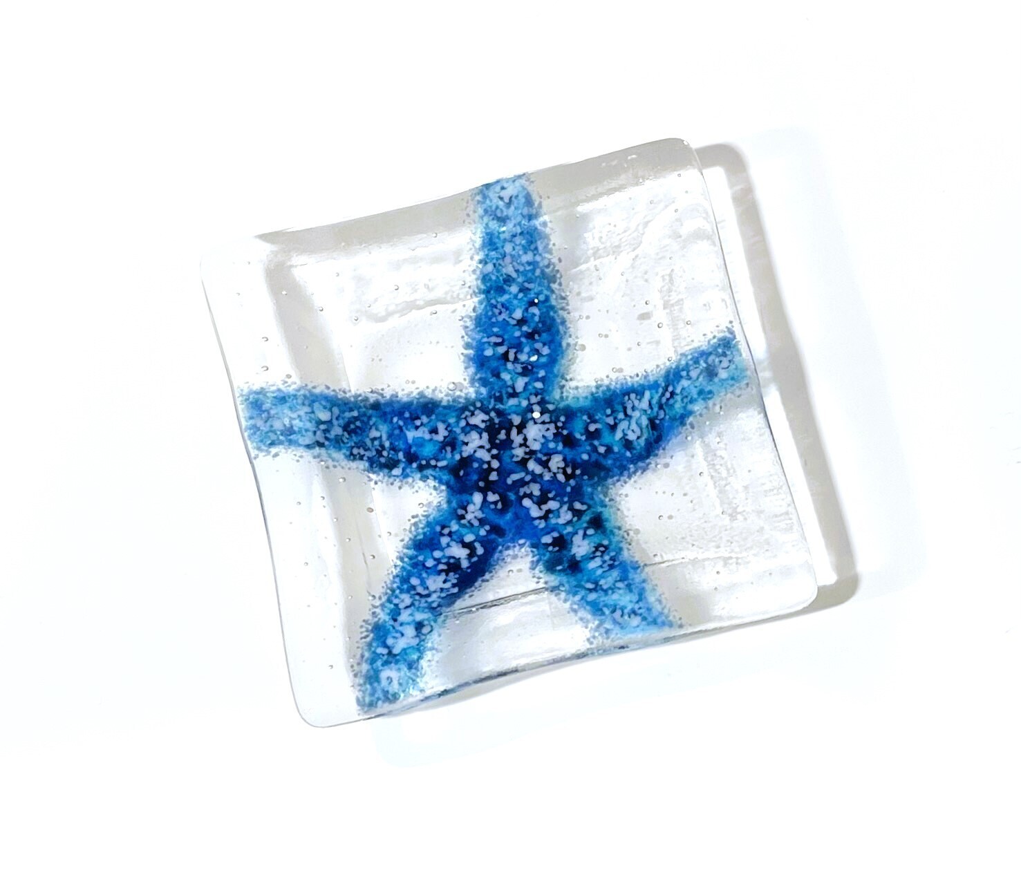 5x5 Blue Sea Star Plate- Kiln Art