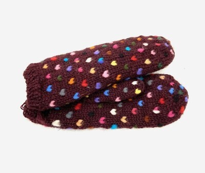 Burgundy Thrum Mitten- Northern Watters Knitwear Burgundy Thrum Mitten- Northern Watters Knitwear