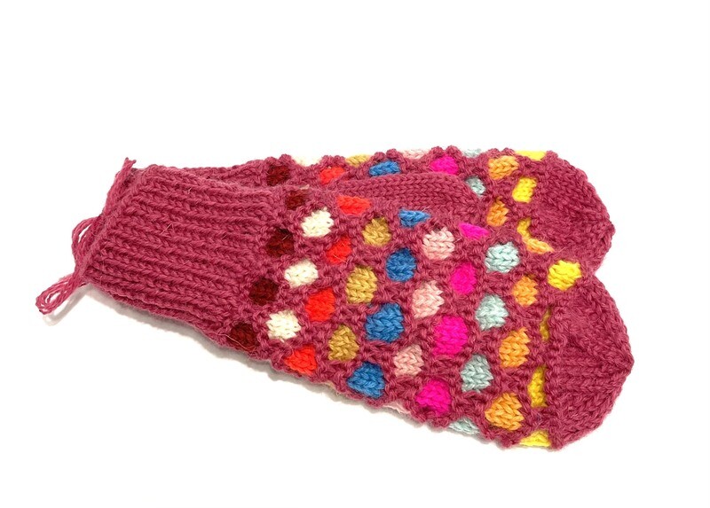 Blossom Multicoloured Bubble Mitten- Northern Watters Knitwear 