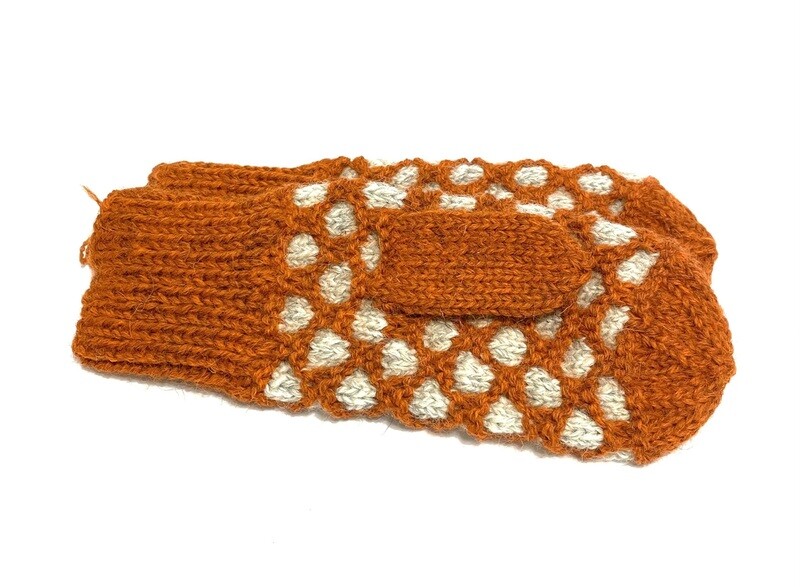 Orange Haze Bubble Mitten- Northern Watters Knitwear 