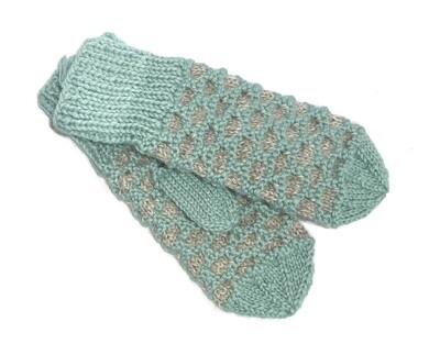 Peppermint Smoke Bubble Mitten- Northern Watters Knitwear 