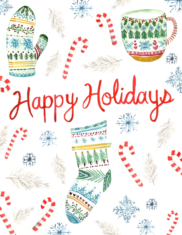 Cozy Happy Holidays Card- Sarah Duggan