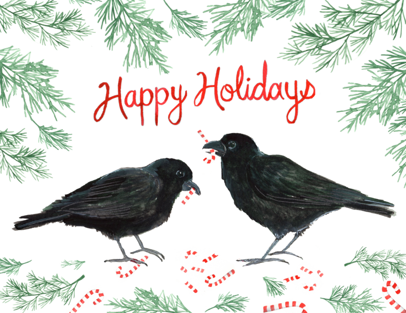 Crow Happy Holidays Card- Sarah Duggan 