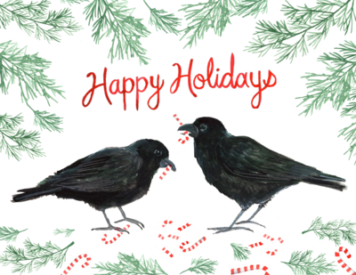 Crow Happy Holidays Card- Sarah Duggan Crow Happy Holidays Card- Sarah Duggan