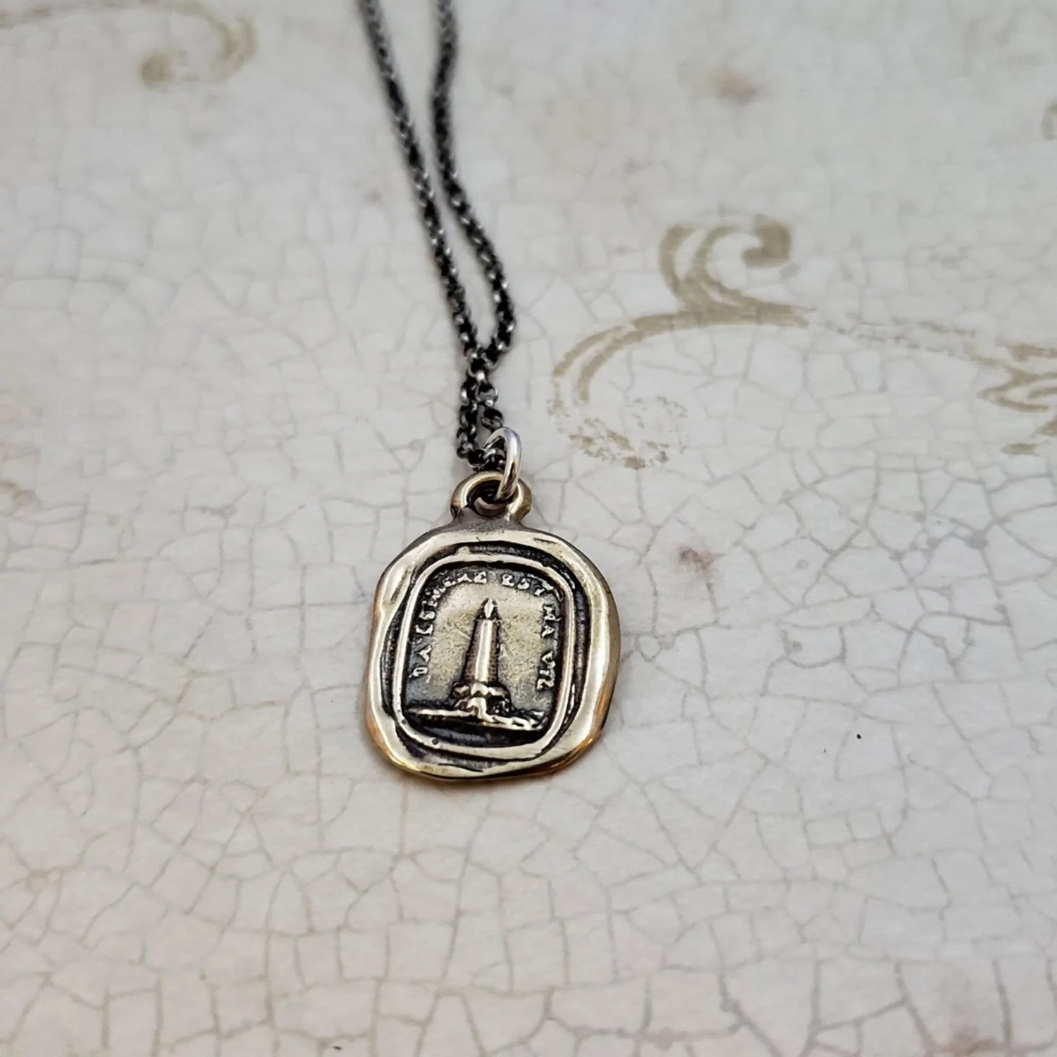 130- Bronze Haven Wax Seal Pendant 