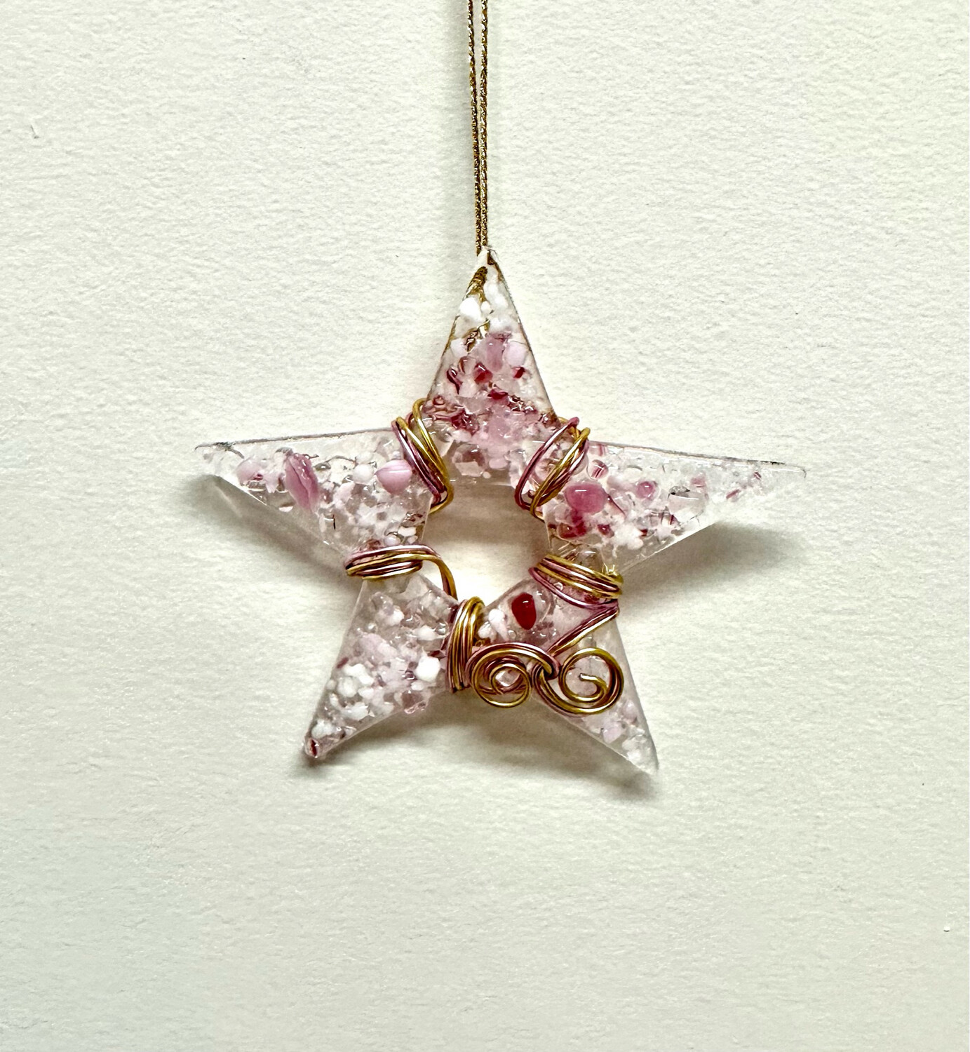 3" Pink and White Glass Star Ornament - Brent Harding 
