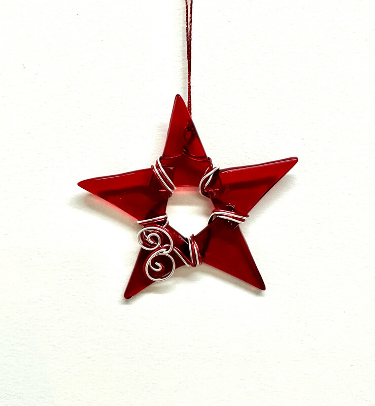 3" Red Glass Star Ornament - Brent Harding 