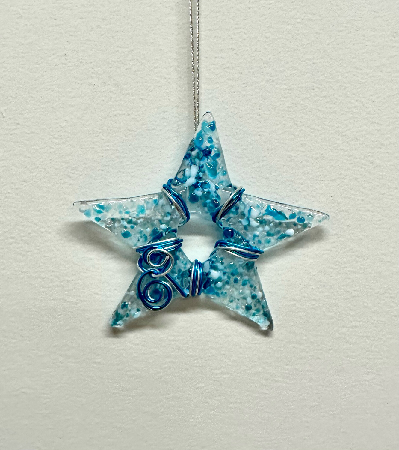 3" Blue and White Glass Star Ornament - Brent Harding 