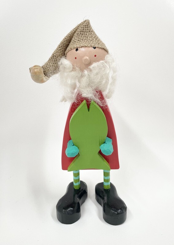 Large Santa with Fish and Burlap Hat- Timberdoodle