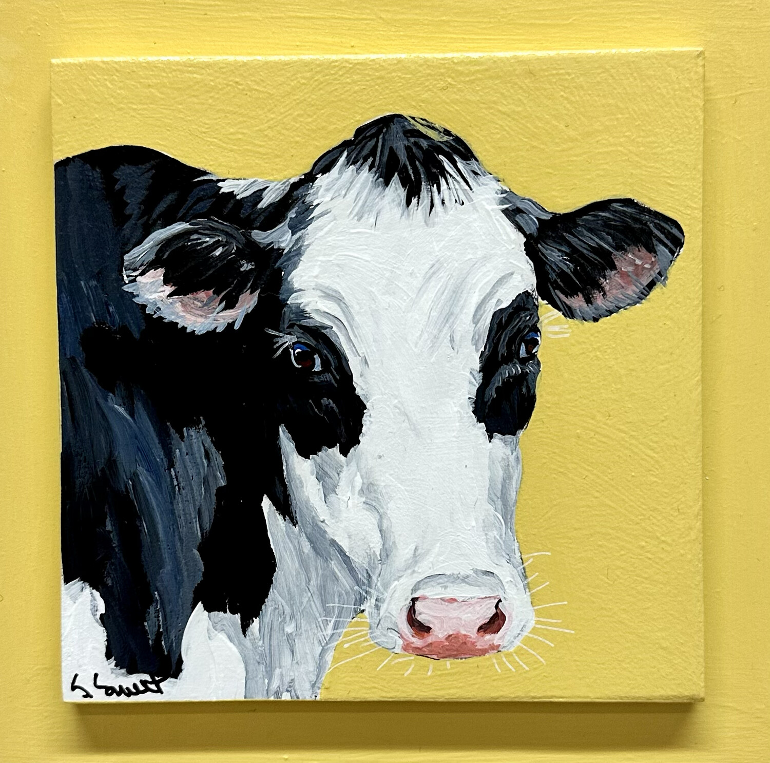 Charlotte the Holstein cow on Yellow 