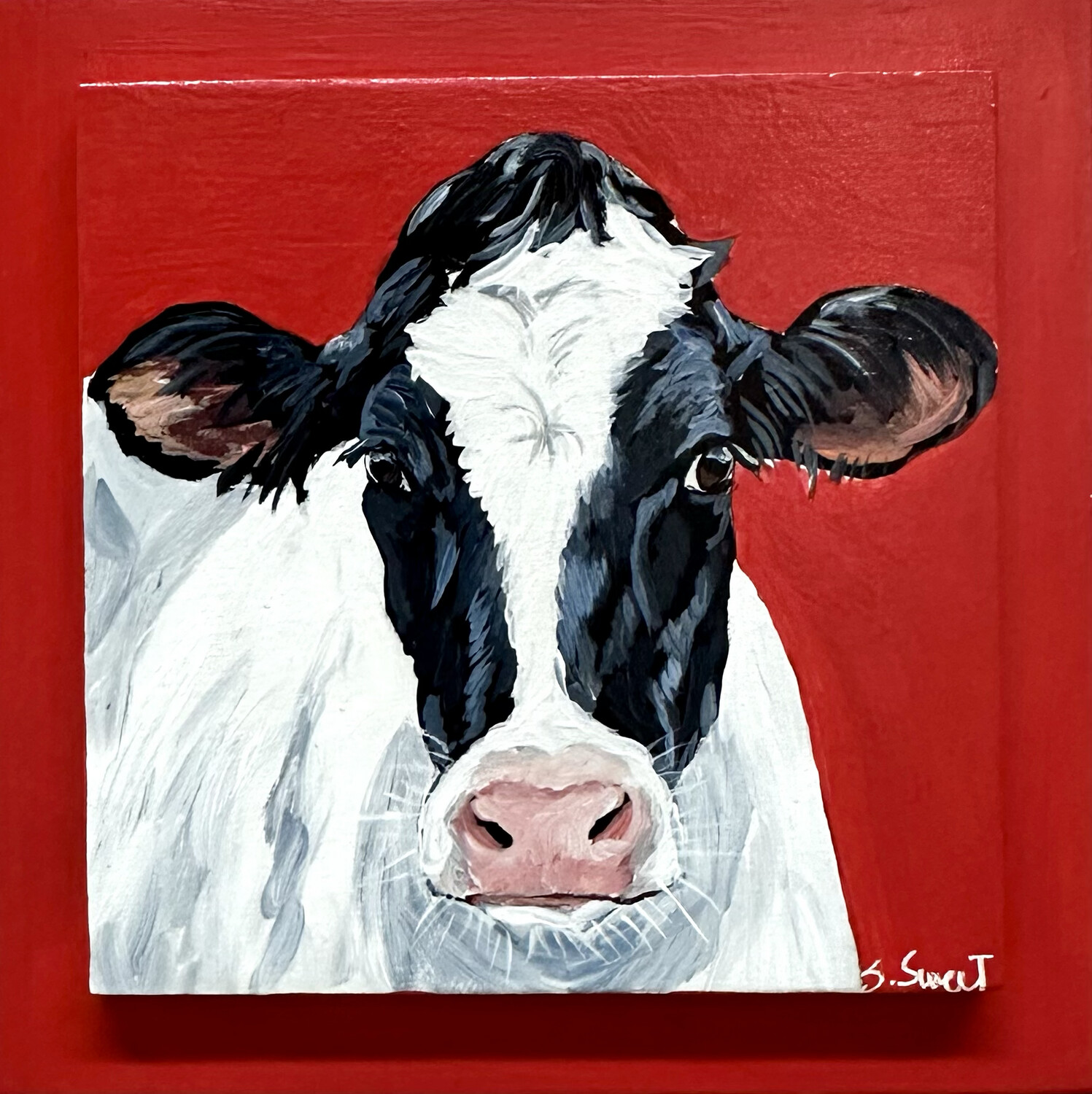 Victoria the Holstein on Red 