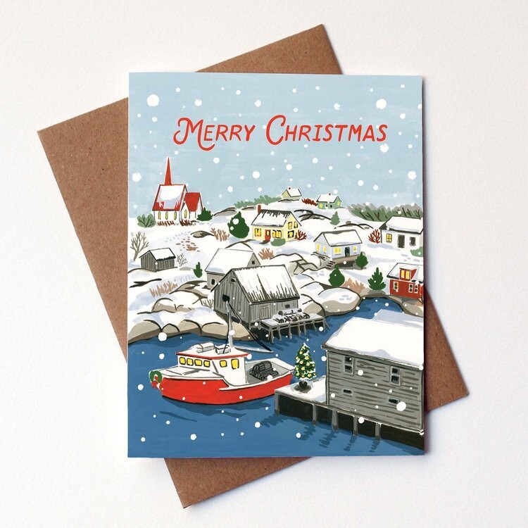 Christmas in Peggy&#39;s Cove Card- Kat Frick Miller