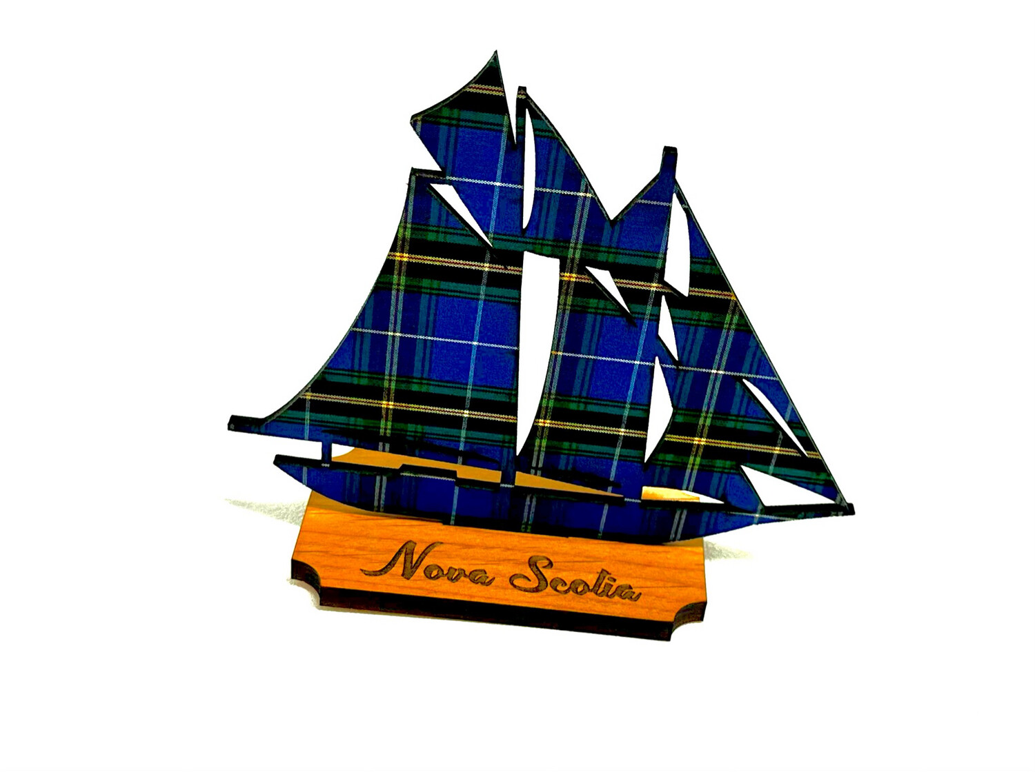 Nova Scotia Tartan Schooner on Wood Stand- Salt Air Collections
