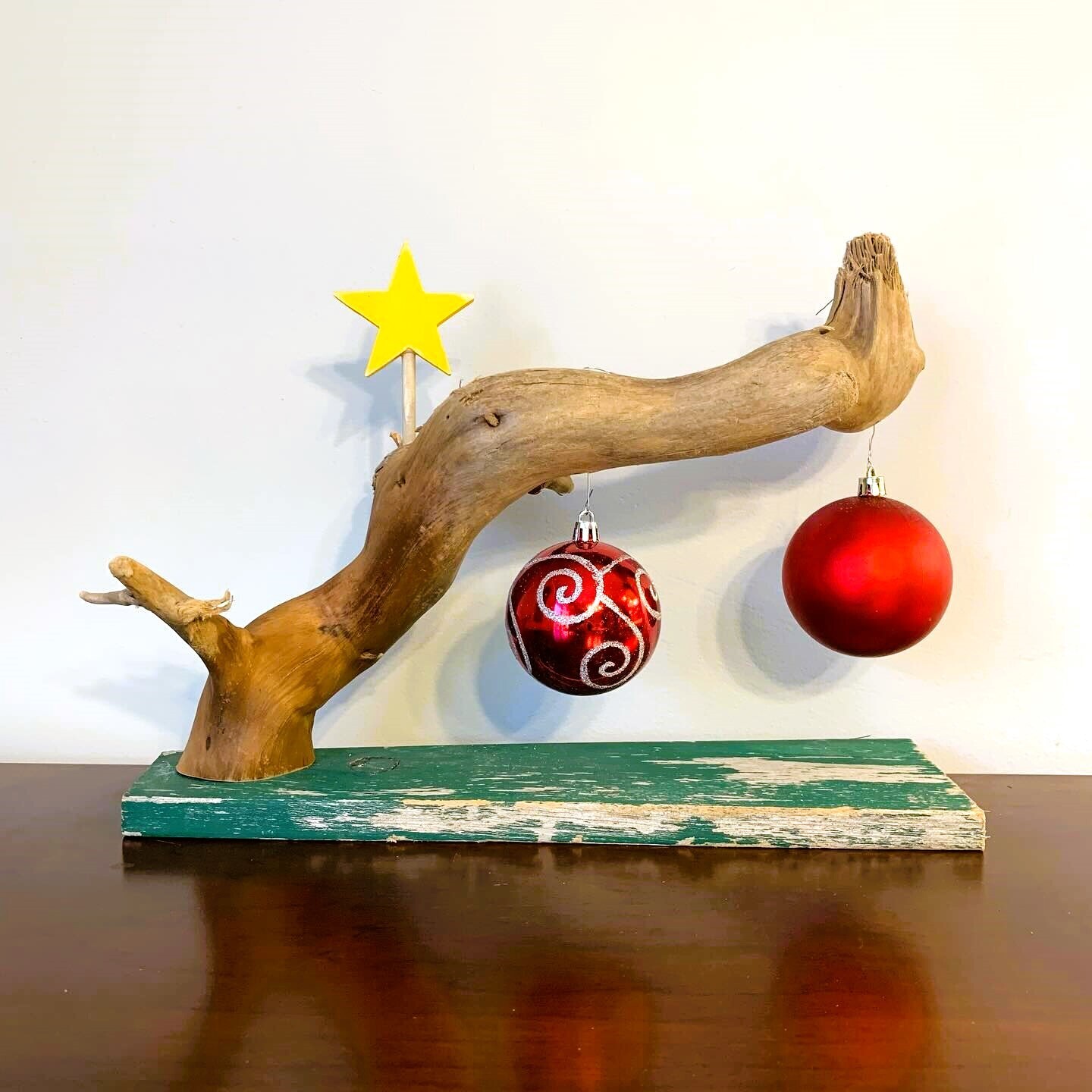 Christmas Balls and Star on Driftwood- Jerry Walsh