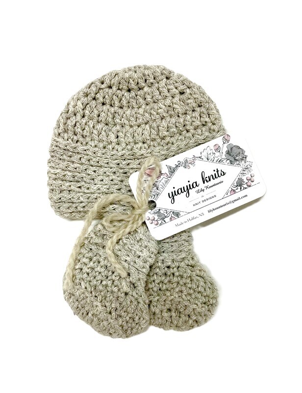 Cotton Newborn Toque and Bootie Set- Yiayia Knits 