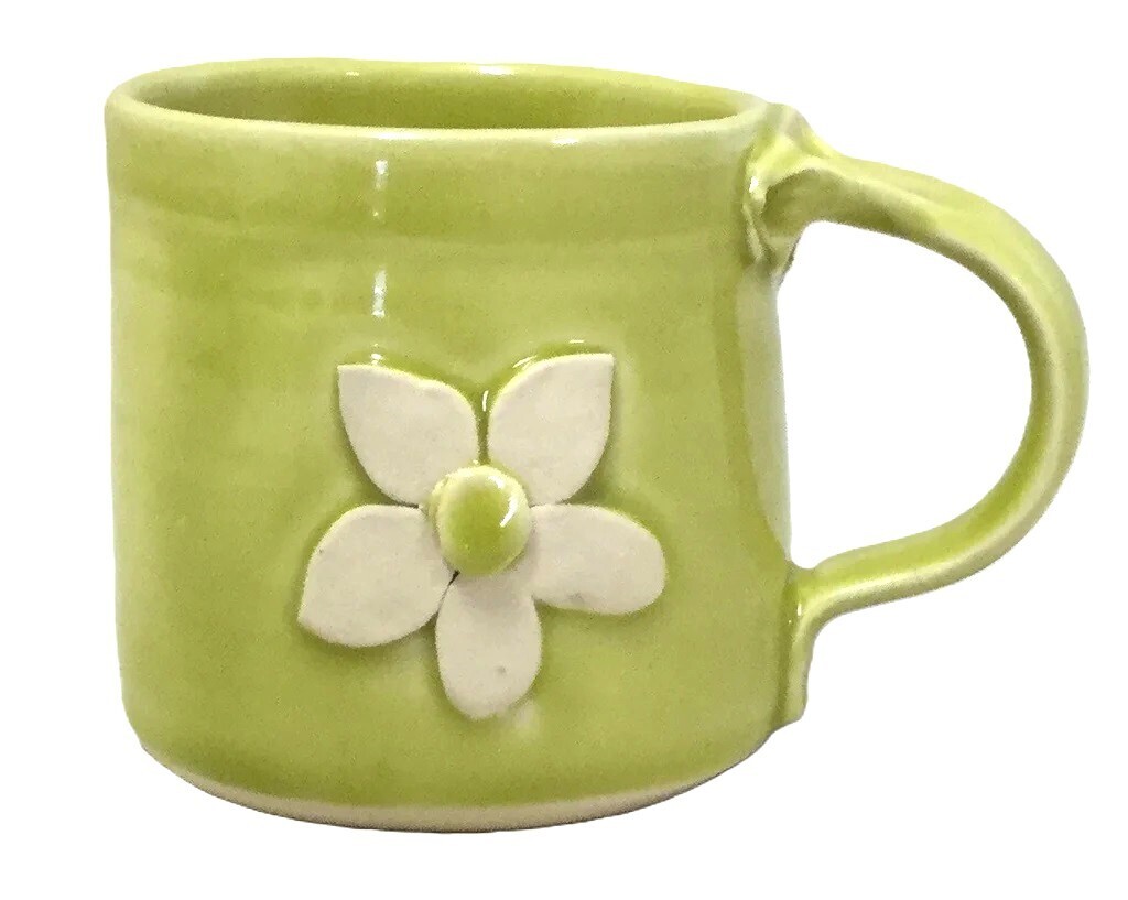 Lime Green Daisy Mug- Ginette Arsenault 