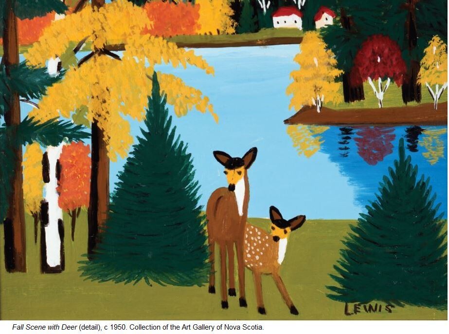 Fall Scene with Deer Card- Maud Lewis