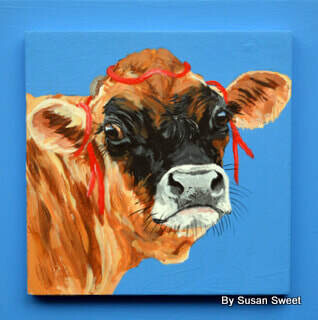 Cicily the Jersey on Bright Blue 