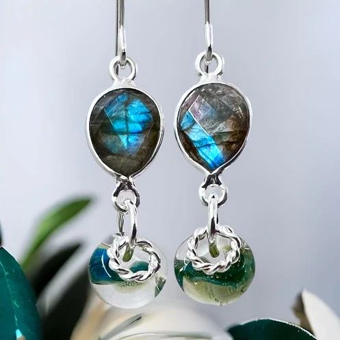 Amy Earrings in Labradorite- Elizabeth Burry Design