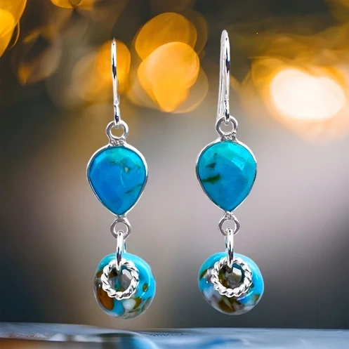 Amy Earrings in Turquoise- Elizabeth Burry Design