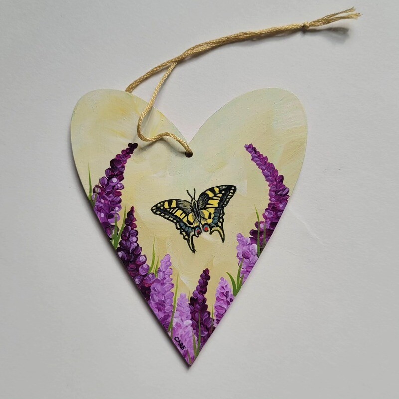 Butterfly with Lupin Heart Ornament- Care Garrison