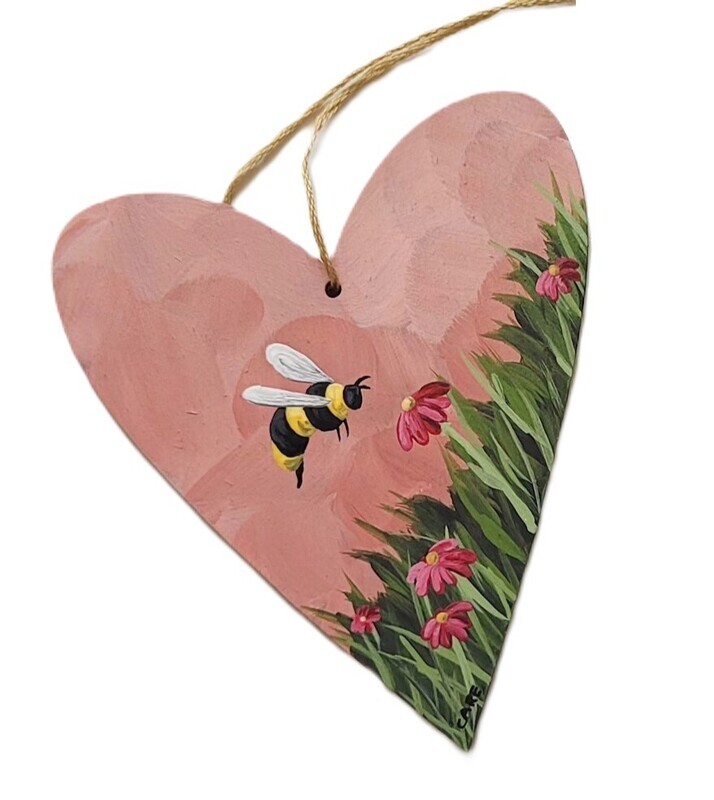 Bee with Wildflowers Heart Ornament- Care Garrison