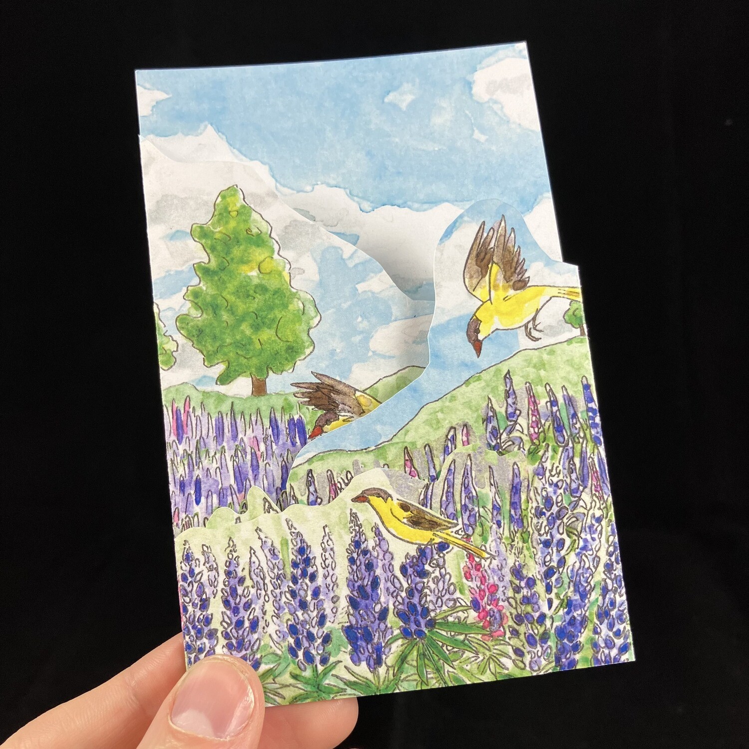 Lupins Tri-fold Card- Bardbardbard
