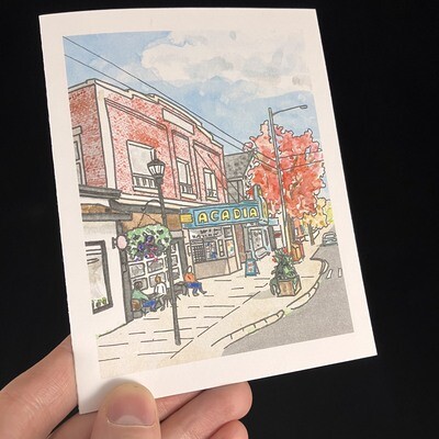 Wolfville Main Street Flat Card- Bardbardbard