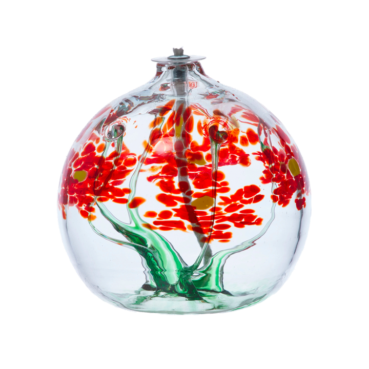 Greetings Blossoms Glass Oil Lamp