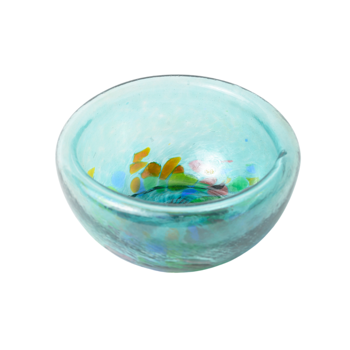 Teal Small Glass Trinket Bowl
