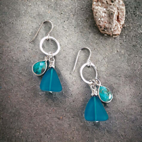 Freshwater Earrings in Turquoise- Elizabeth Burry Design
