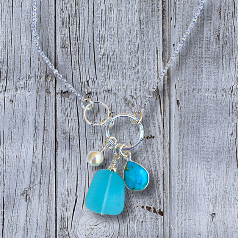 Freshwater Necklace in Turquoise- Elizabeth Burry Design