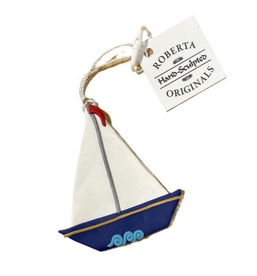 Clay Blue Sailboat Ornament
