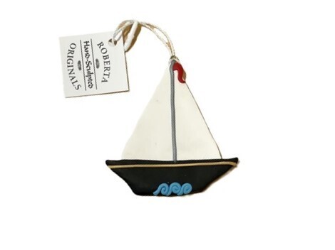 Clay Black Sailboat Ornament