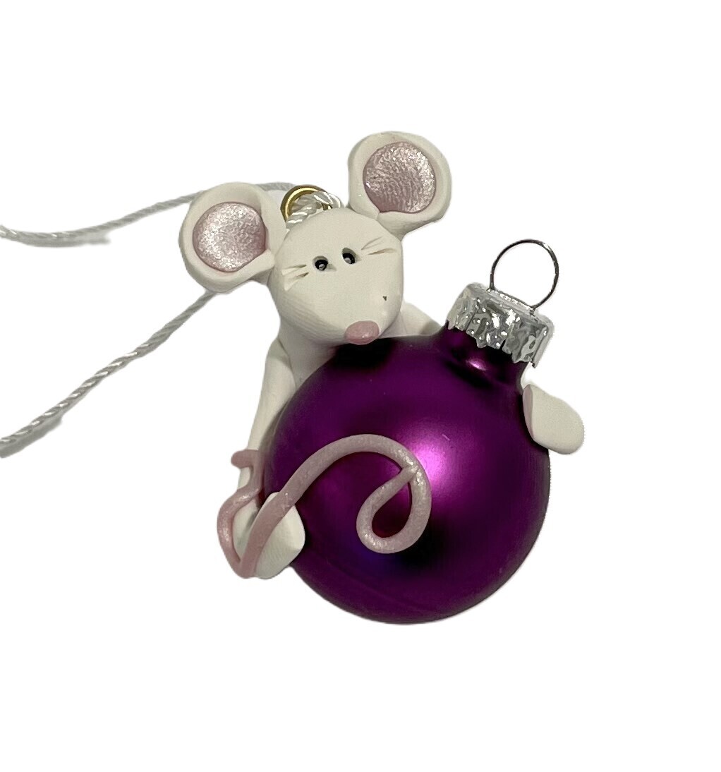 Clay Mouse with Purple Ornament