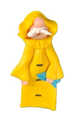 Clay Fisherman with Fish Ornament
