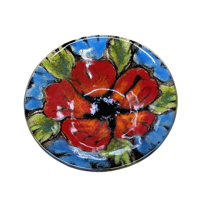 7" Painterly Poppy Bowl- Kiln Art