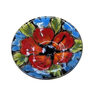 9&quot; Painterly Poppy Bowl- Kiln Art