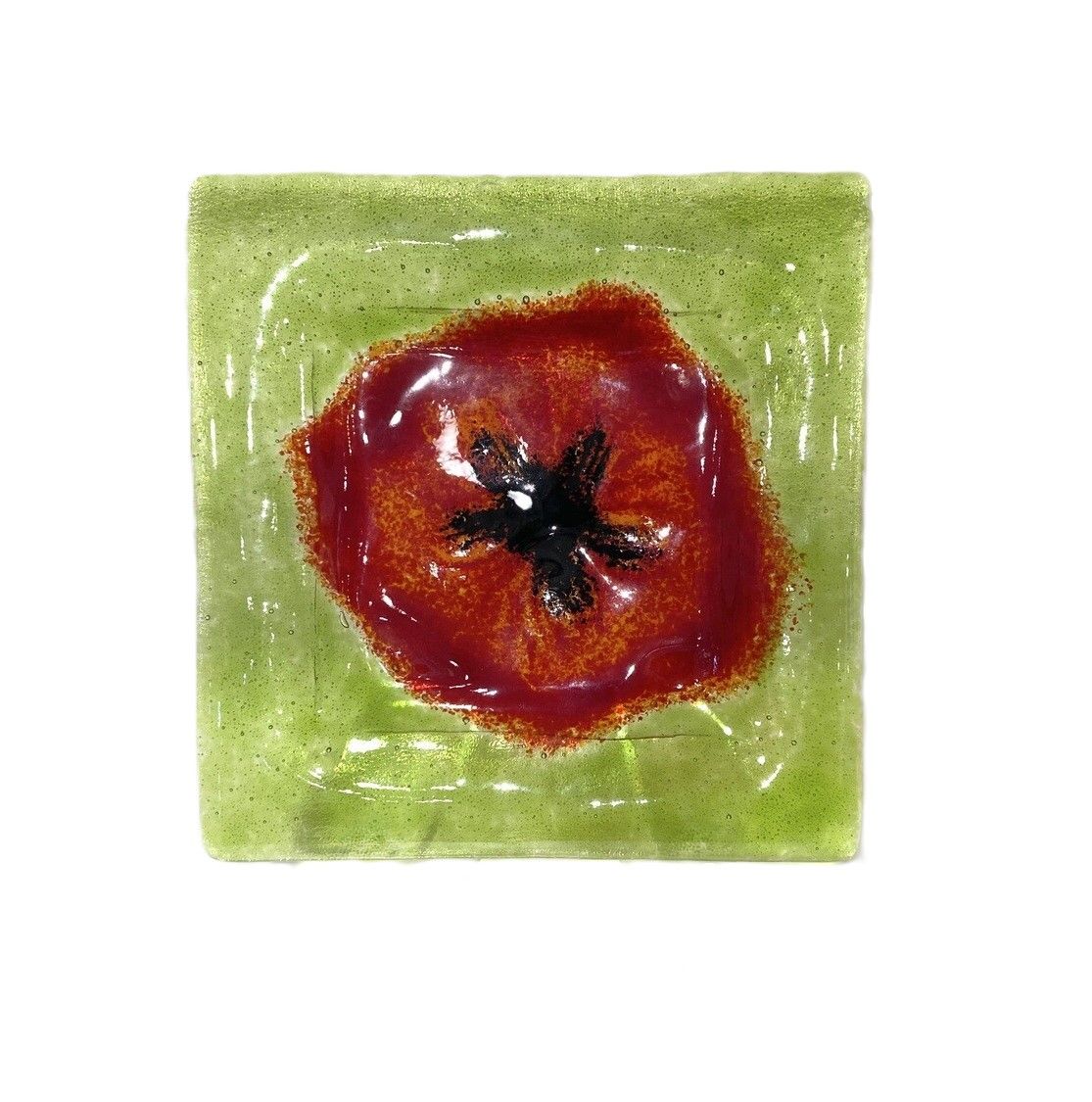 9x9 Poppy Plate- Kiln Art