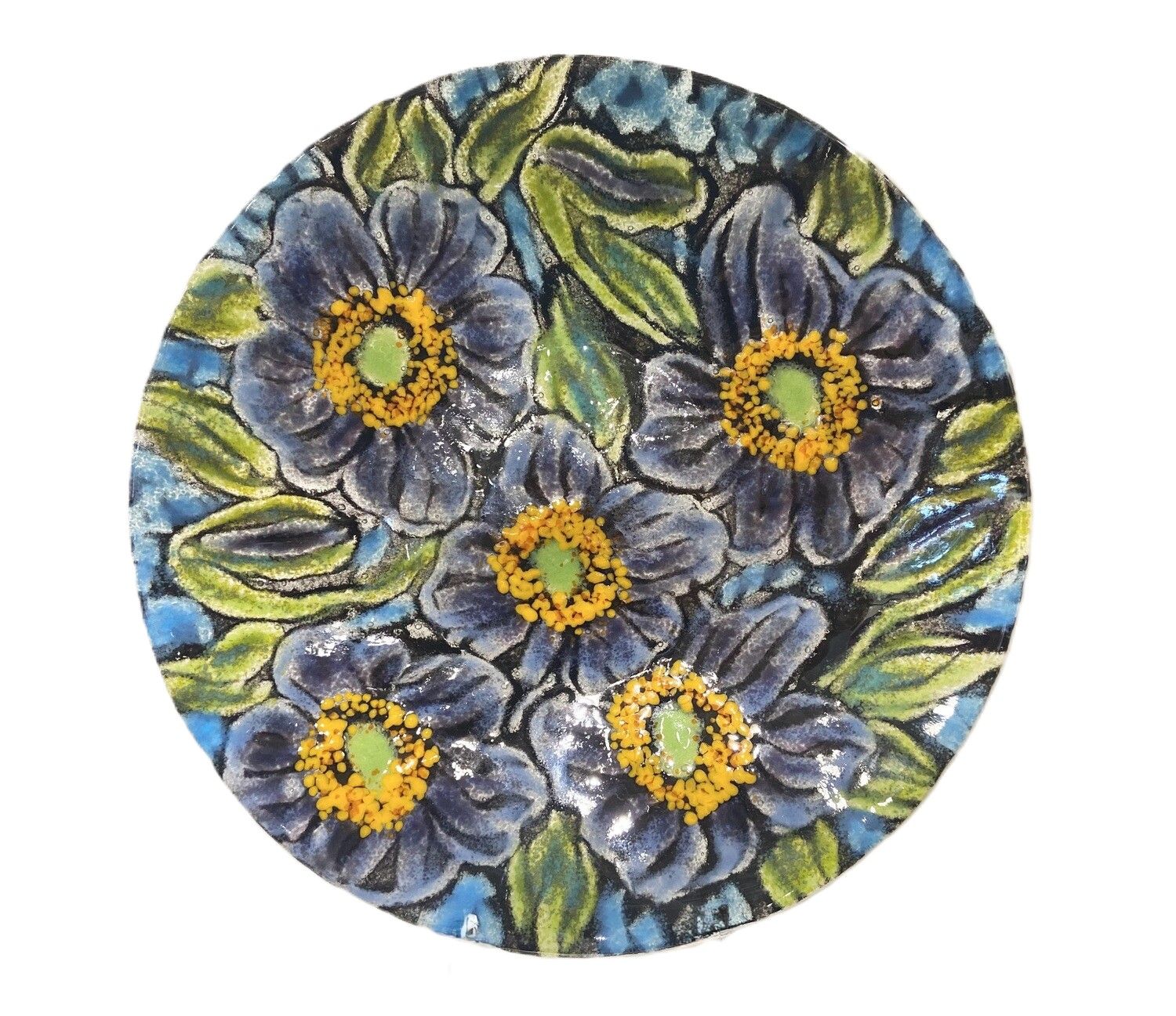 Blue Poppy Bowl 16" - Kiln Art Blue Poppy Bowl 16" - Kiln Art